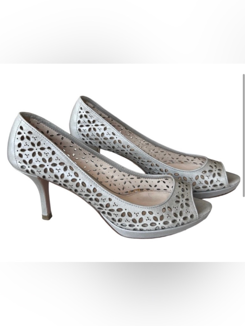 Prada Milano Decolte Powder Perforated Heels Pumps - Picture 3 of 12